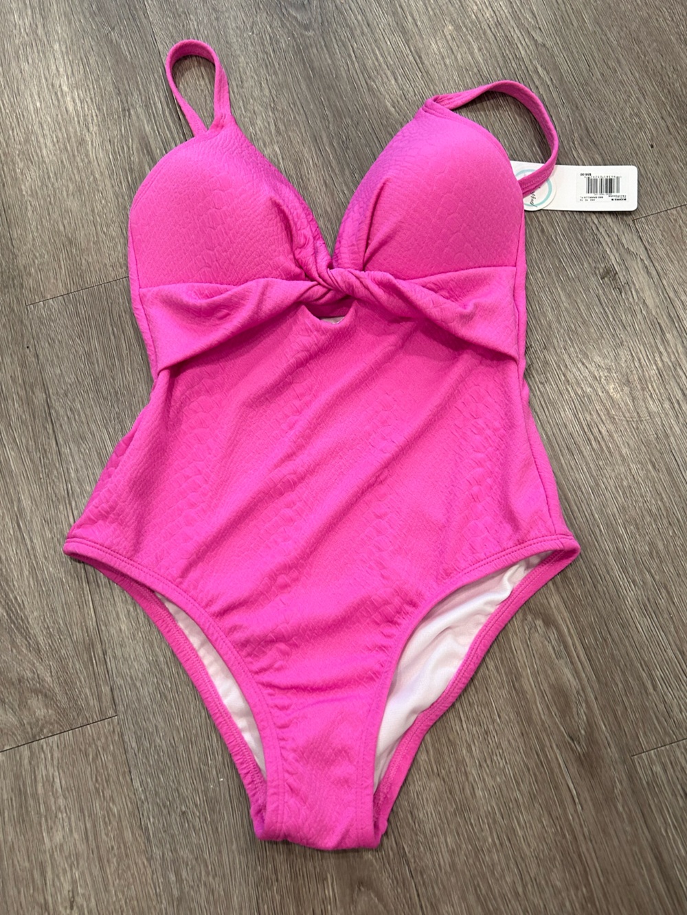 Hot Pink One-Piece Swimsuit with Twist Front